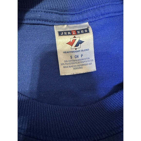 Vintage All-Star Gym Cougar Cheer T-Shirt Blue Red Star Jerzees Sz S - Picture 3 of 3